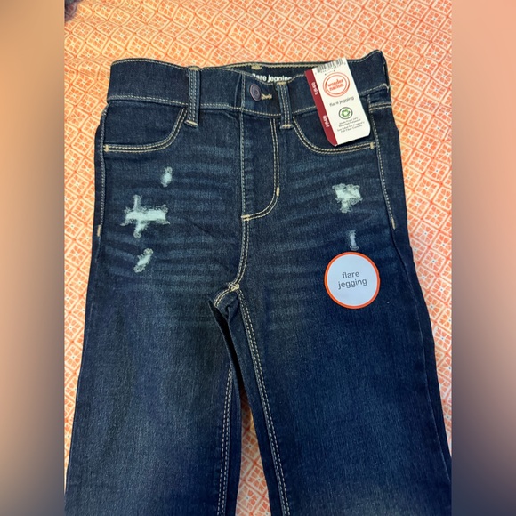 Wonder Nation Girls Dark Blue Distressed Flare Jeans - Picture 3 of 6